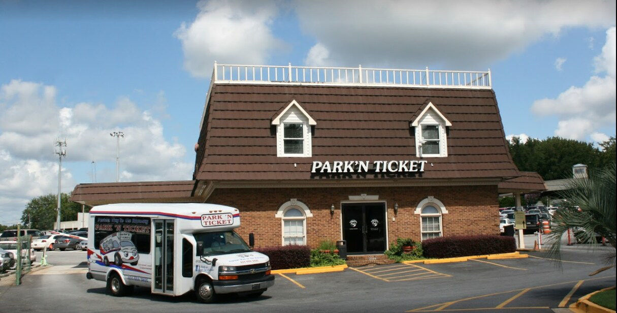 Front view of Park'n Ticket at Audi South Atlanta